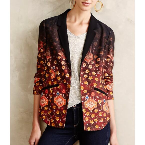Anthropologie Jackets & Blazers - Anthropologie Cartonnier 10 Black Floral Blazer